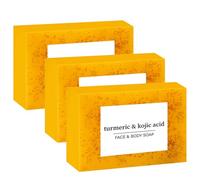 Turmeric Soap,Turmeric Kojic Acid Soap Bars,Skin Whitening Soaps Even Skin Tone for Face and Body,Moisturising, Pore Cleansing, Dark Spots Remove, Restore Elasticity Radiance (3)