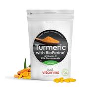 Turmeric Tablets | 12,500mg + Black Pepper BioPerine®, 475mg Curcuminoids & Vitamin C | 120 Vegan Tablets | Joint, Inflammation & Immune Support | UK Made - Just Vitamins