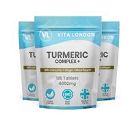 Turmeric Tablets 4000mg with Black Pepper & Ginger | High Strength 95% Curcumin Turmeric+ Supplement | 360 Tablet (Gummies, Not Capsule or Powder) | Vegan, Made in UK