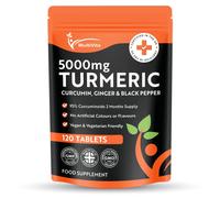 Turmeric Tablets 5000mg with Black Pepper & Ginger - 120 High Strength Curcumin Supplements - Turmeric and Black Pepper Tablets (Not