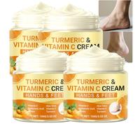Turmeric Vitamin C Hand & Foot Cream, Deep Moisturizing Foot Lotion for Dry, Cracked Heels & Rough Skin, Nourishing aloe vera extract Formulated, Brightening Restoring Cream for Hands and Feet (4PCS)