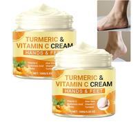 Turmeric Vitamin C Hand & Foot Cream, Deep Moisturizing Foot Lotion for Dry, Cracked Heels & Rough Skin, Nourishing aloe vera extract Formulated, Brightening Restoring Cream for Hands and Feet (2PCS)
