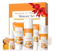 Turmeric Vitamin C Skincare Set, 5 Pcs Face Care Kit with Centella Asiatica & Niacinamide for Soft & Clear Skin, Christmas Birthday Gift for Women Teenage Girls Friends Wife, TSA-Friendly Travel Sizes