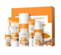 Turmeric Vitamin C Skincare Set with Brightening Formula, 5PCS Face Care Gift Kit for Women