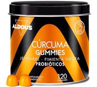 Turmeric with Ginger and Black Pepper + PROBIOTICS - 2500 mg - 120 Gummies - Natural Mango e Spicy Ginger Flavour - Natural Antioxidant and Anti-inflammatory - Source of Curcumin and Piperine