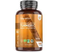 Turmeric and Black Pepper Capsules | 1 Year Supply (1 Capsule a Day) | 365 Turmeric Capsules High-Strength - Vegan Tumeric Curcumin with Organic Ginger Supplements (Not Turmeric Tablets)