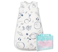 TURMIN Baby Sleeping Bag 1.5 Tog - Cotton Winter Sleeping Bag Baby 6-12 Months Quilted Sleep Sack, Soft Warm Toddler Sleep Bag for Boys Girls Essentials, White Universe