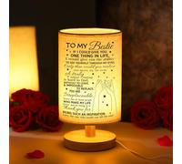 TURMTF Bestie Gifts, Personalized Friendship Night Light with Inspirational Message, Wooden Base for Bedroom Decor, Christmas Birthday Gifts for Best Friend (Bestie)
