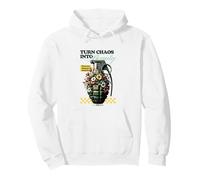 Turn Chaos Into Beauty Floral Grenade Design Pullover Hoodie
