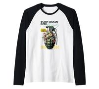 Turn Chaos Into Beauty Floral Grenade Design Raglan Baseball Tee