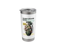 Turn Chaos Into Beauty Floral Grenade Design Stainless Steel Insulated Tumbler