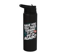 Turn It Off and On Again Funny Cardiac Nurse Cardiologist Stainless Steel Insulated Water Bottle