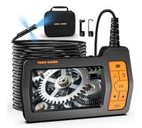 TURN RAISE Triple Lens 50FT Semi-Rigid Cable Sewer Inspection Camera, 1080P HD Endoscope with Light, 5" IPS Screen Industrial Borescope, IP67 Waterproof, Orange