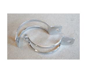 Turn signal clamp, two-piece, chrome-plated, pipe fixing 35-38mm, silver