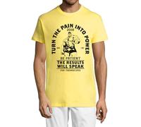 Turn The Pain Into Power Be Patient The Results Will Speak for Themselves Crew Neck Cotton Men's T-Shirt Yellow Small
