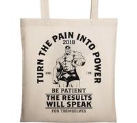 Turn The Pain Into Power Be Patient The Results Will Speak for Themselves Natural Ecological Cotton Tote Bag Beige