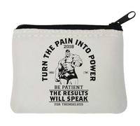Turn The Pain Into Power Be Patient The Results Will Speak for Themselves Neoprene Coin Purse Pouch 10x11cm White