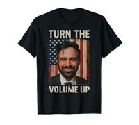 Turn The Volume Up Funny Zohran Mamdani Vintage USA Flag T-Shirt