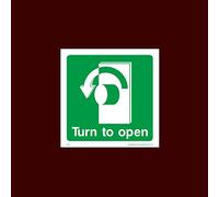 Turn to Open Left Sticker/Self Adhesive Sign - Fire, Push Bar/Pad, Disabled Fire Exit, Assembly, Break Glass, Lift - (EE40)