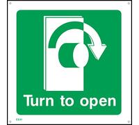 Turn to Open Right Sign - 100mm x 100mm - 1.2mm Rigid Plastic Drilled Sign