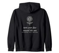 Turn Your Face Toward The Sun Sunflower Line Art Zip Hoodie