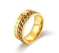 Turnable Monogrammed Chain Ring, Stylish And Simple Stainless Steel Ring for Men And Women