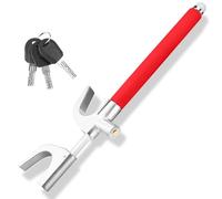 Turnart Steering Wheel Lock Universal Anti-Theft Device Retractable Steering Lock with 3 Keys for Auto/Truck/SUV/Van (Red)