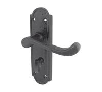 EUROART Turnberry Internal Door Handle Lever on Baclplate (Bathroom) Black Powder Coated