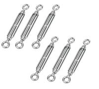 Turnbuckle 6pcs M6 Stainless Steel 304 Hook & Turnbuckles Adjustable Wire Rope Tensioner for Climbing Plants Turnbuckle Kit(M6 00)