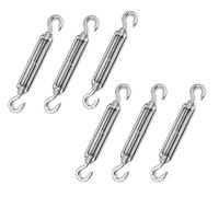 Turnbuckle 6pcs M6 Stainless Steel 304 Hook & Turnbuckles Adjustable Wire Rope Tensioner for Climbing Plants Turnbuckle Kit(M6 Jj)