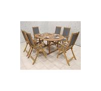 Turnbury Table with 6 x Henley Textylene Recliner Armchairs Royalcraft Natural One Size