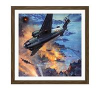 Turner War WWII Hudson Bombers Raid Painting Square Wooden Framed Wall Art Print Picture 16X16 Inch
