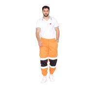 TurnHint® Hi Vis Men's Fleece Work Trousers Reflective Safety Hi Vis Joggers, Gents High Visibility Combat Workwear Bottoms Pants (Orange-Navy, XL)