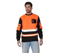 TurnHint Hi Viz High Visibility Long Sleeve Sweatshirts - Men's Reflective Tape Safety Hi Vis Security Work Breathable Lightweight Workwear Round Neck T-Shirt Tops (5091 Orange, XX-Large)