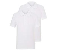 TurnHint® Pack of 2 Boys Cotton Polo T-Shirts, Kids Plain Back to School Classic Summer Short Sleeve Shirt Tee Tops (White, 11-12 Years)