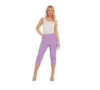 TurnHint® Women's Cherry Berry Capri Trouser, Ladies Plain Stretch Fit Elasticated Waist Summer Crop Pants (Lilac, 16)