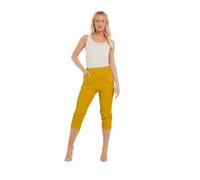 TurnHint® Women's Cherry Berry Capri Trouser, Ladies Plain Stretch Fit Elasticated Waist Summer Crop Pants (Mustard, 14)