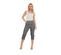 TurnHint® Women's Cherry Berry Capri Trouser, Ladies Plain Stretch Fit Elasticated Waist Summer Crop Pants (Grey, 24)