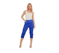 TurnHint® Women's Cherry Berry Capri Trouser, Ladies Plain Stretch Fit Elasticated Waist Summer Crop Pants (Royal Blue, 14)