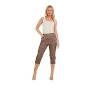 TurnHint® Women's Cherry Berry Capri Trouser, Ladies Plain Stretch Fit Elasticated Waist Summer Crop Pants (Mocha, 24)