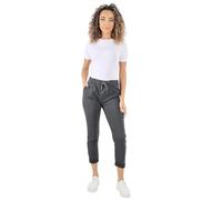 TurnHint® Women's Plain Magic Trousers, Ladies Italian Lagenlook Crushed Casual Stretchy Joggers Yoga Pants with Back Pocket (Charcoal, 10-16)