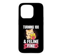Turning 100 And Feline Fine Pun For Cat Theme Birthday Party Case for iPhone 15 Pro