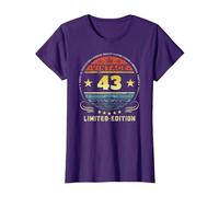 Turning 43 Birthday Decorations Women 43rd Bday 43 Birthday T-Shirt, Women, Purple, Medium