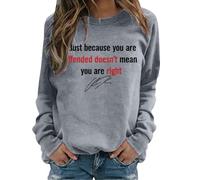 Turning Point Shirt Doesnt Mean Youre Right Charlie Kirk Long Sleeve Sweatshirt (UK, Alpha, S, Regular, Regular, Grey)