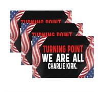 Turning Point USA Charlie Kirk Stickers, This is The Turning Point Stickers, We're All Charlie Kirk Vinyl Decals, Memorial Sticker Decal Bumper Decals for Car Laptop Notebook (Black B 3pcs)