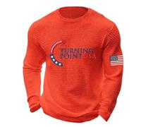 Turning Point USA Waffle Knit Crew Neck Long Sleeve Shirt for Men American Political Statement Patriotic Tops Mens Sweatshirts Mens Shirts Freedom Orange Plus Size 42