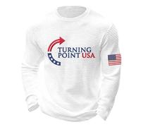 Turning Point USA Waffle Knit Crew Neck Long Sleeve Shirt for Men American Political Statement Patriotic Tops Mens Sweatshirts Sweatshirts for Men UK Freedom White Plus Size 42