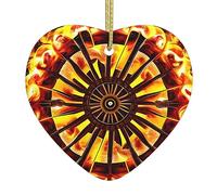 Turning The Flame Ceramic Christmas Heart Pendant, The Pottery Piece is Available with Silk Thread