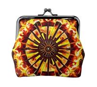 Turning The Flame Leather Coin Purse for Women-Small Kiss Lock Wallet, Mini Card Holder for Keys Lipstick, Cute Change Purse for Travel
