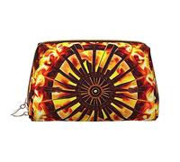 Turning The Flame Leather Portable Makeup Bag for Cosmetics, Toiletries, and Daily Essentials